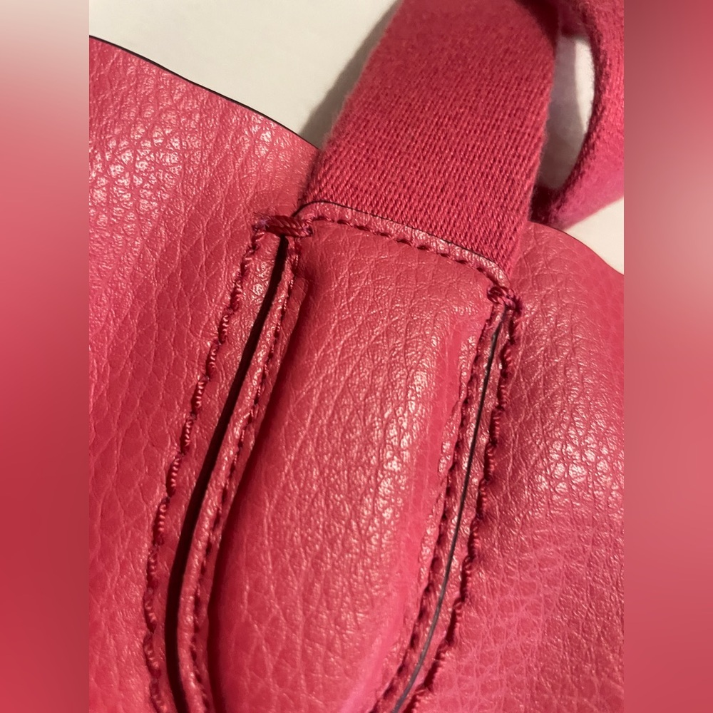 Coach Derby Tote F58660 Strawberry Red Pebbled Leather Large Shoulder Bag - Picture 9 of 14